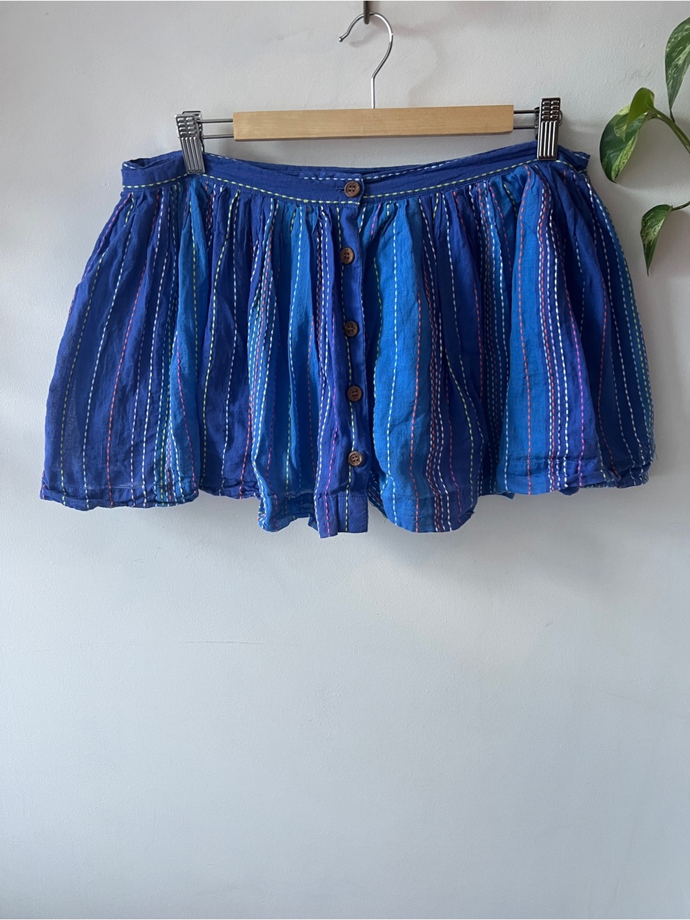 Roxy Blue Striped Mini Skirt